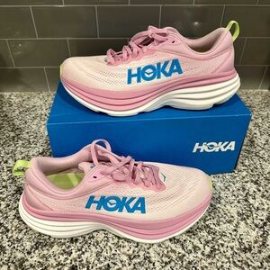 Hoka W Bondi 8- Pink and Blue Running Shoes